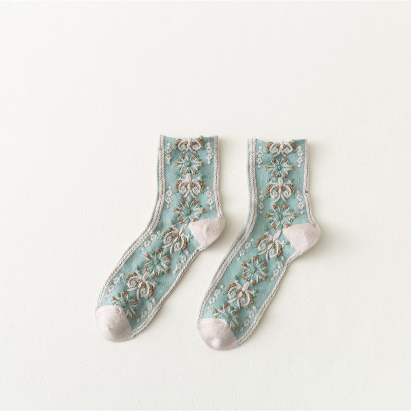 Retro Floral Cotton Socks