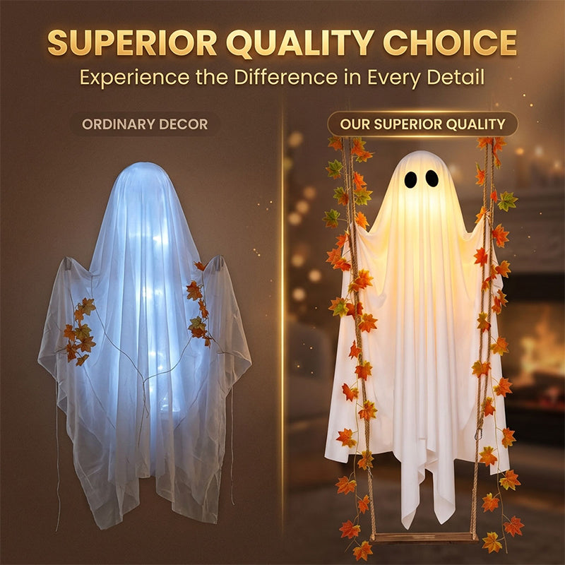LED Light-Up Swinging Ghost Halloween Decoration