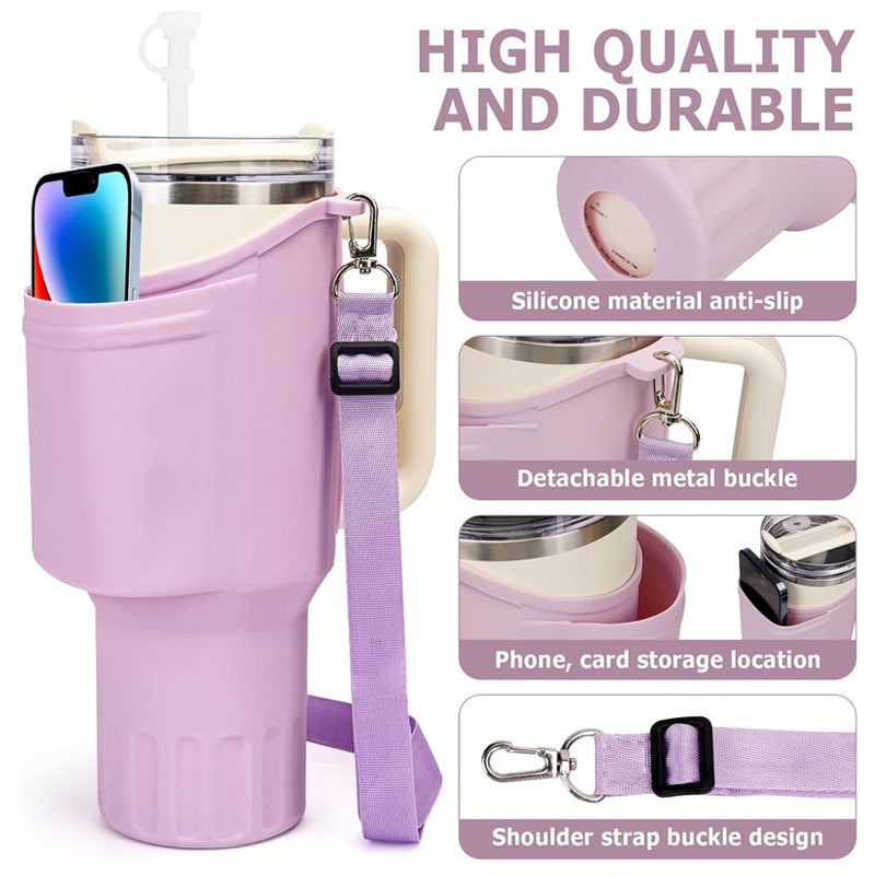 Thermos Cup Silicone Holder Phone Storage Bag With Lanyard