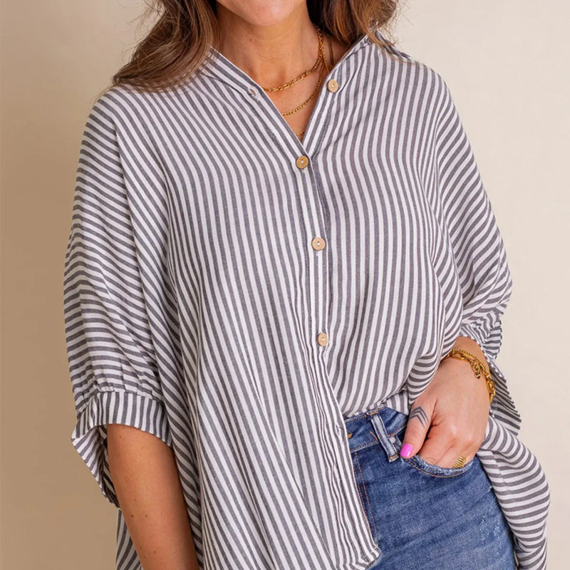 Brand New Loose Striped Baggy Button Shirt