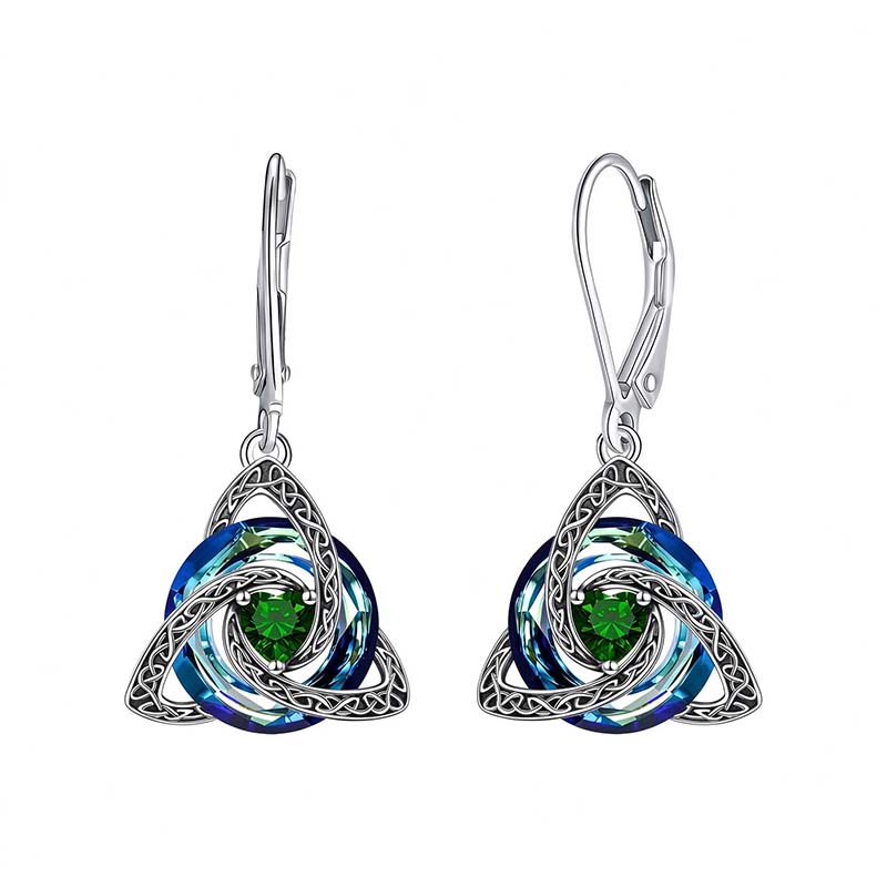 Elegant Celtic Knot Birthstone Drop Earrings