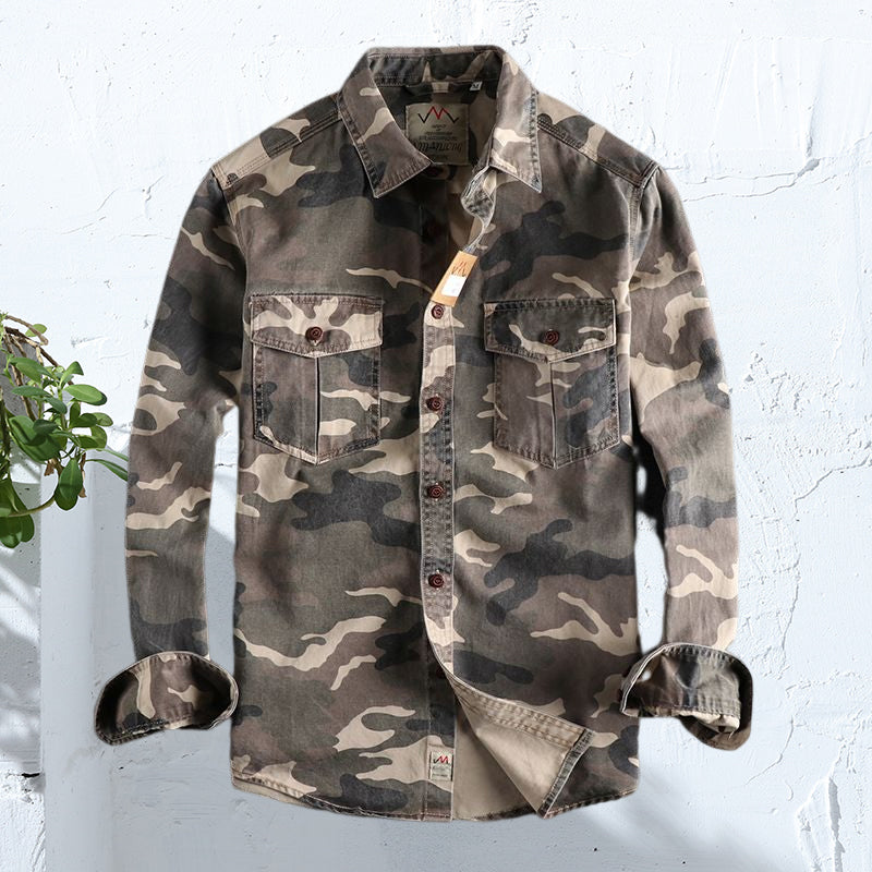 Men's Long Sleeve Camouflage Print Work Shirt