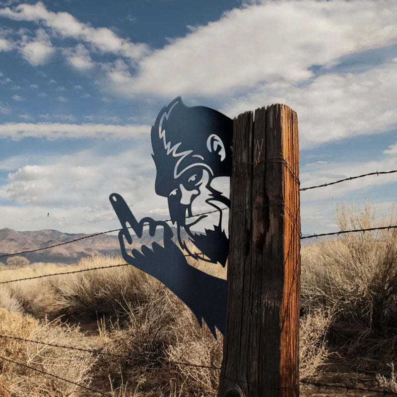 Peek a Boo Flipping Off Metal Sign – Peeping Animal Wall Art