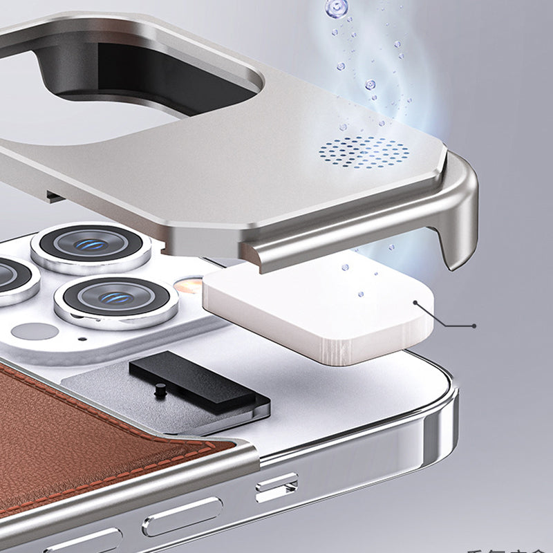 Luxury Leather Titanium Case For iPhone With Magsafe