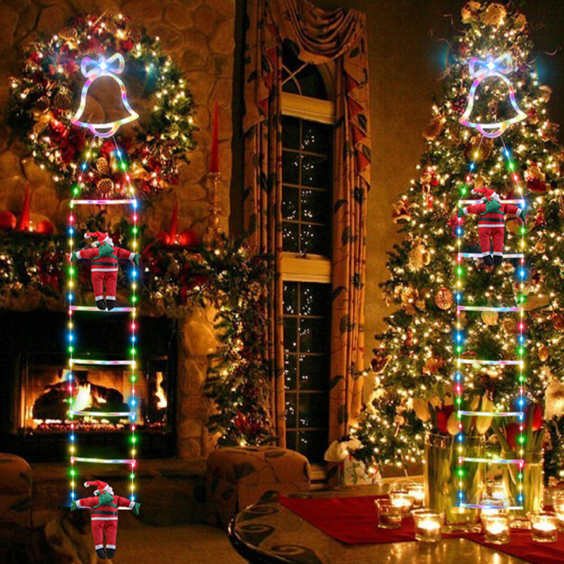 Christmas Ladder Decoration Lights With Santa Claus