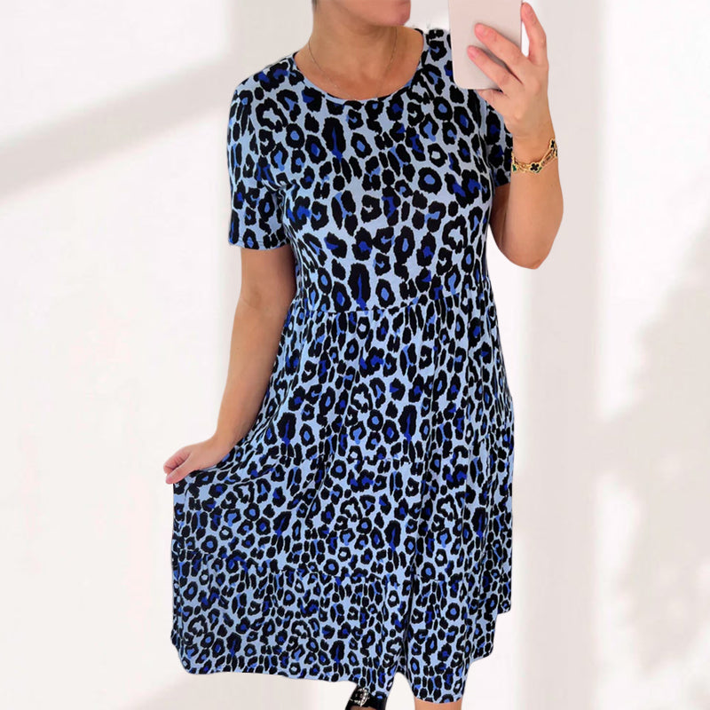 Leopard Print Tiered Midi Dress