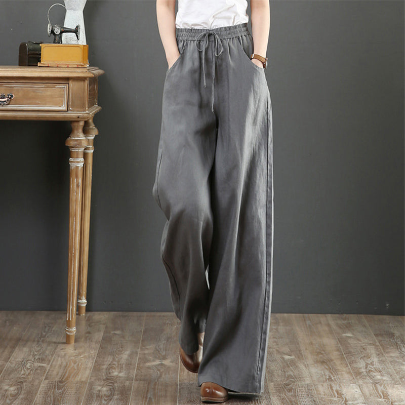 Plain High-waisted Trousers