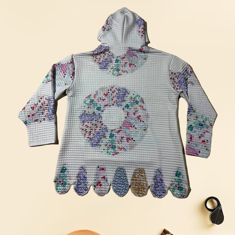 Women's Fashion Waffle print hoodie