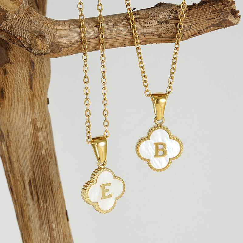Four Leaf Clover Monogram Necklace