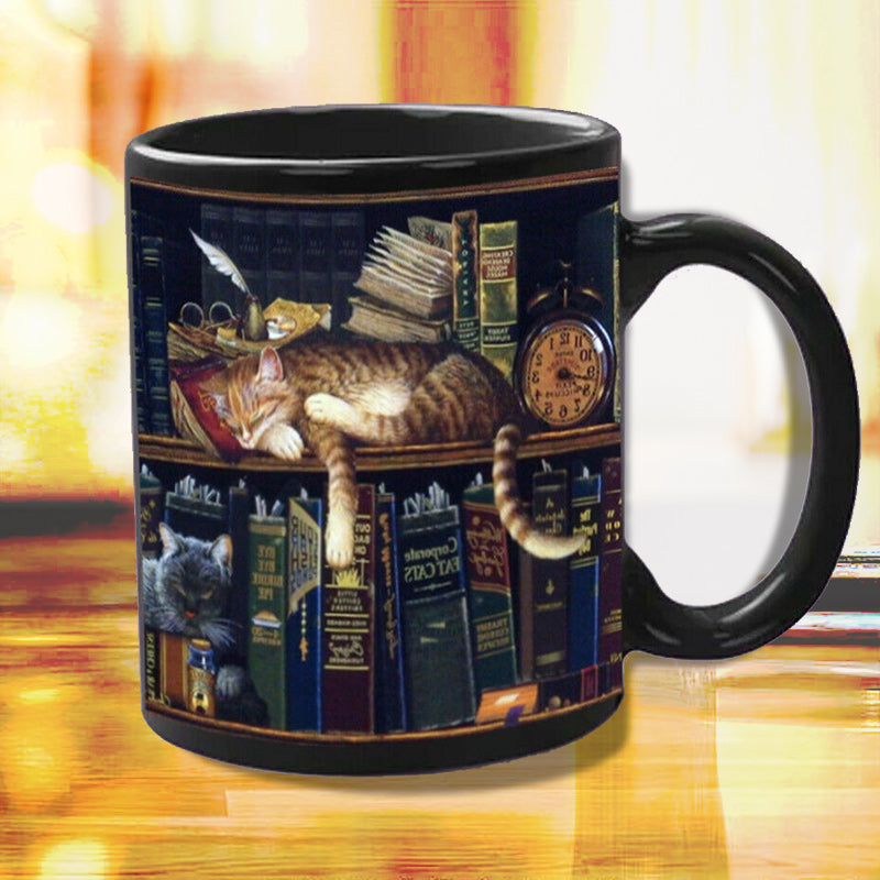 Bookshelf Cat Mug