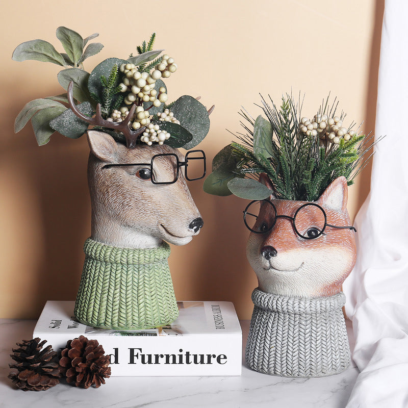 Resin Animal Flower Pot