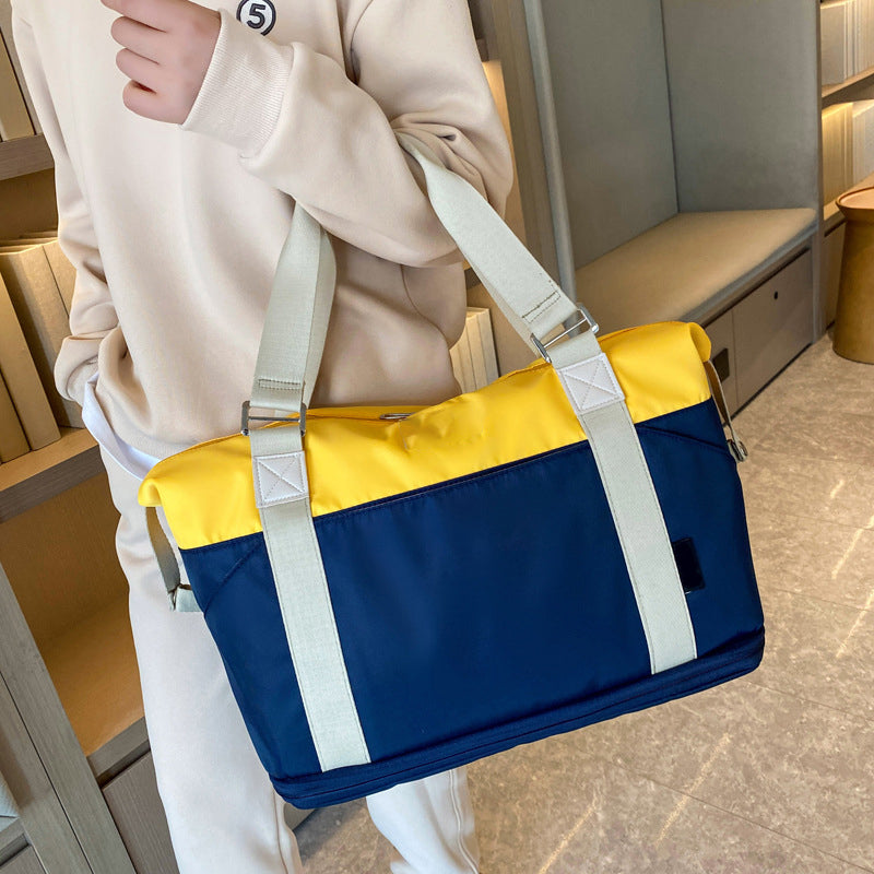 Contrasting Color Large Capacity Travel Bag