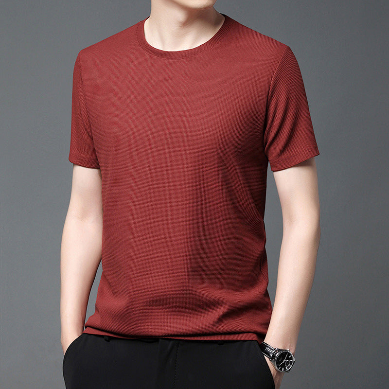 Waffle Woven Ice Silk Breathable T-Shirt