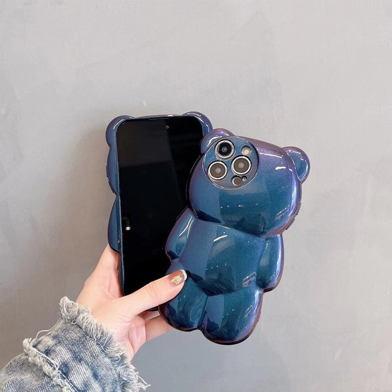 Cute 3D Glitter Shockproof Bear Case for iPhone