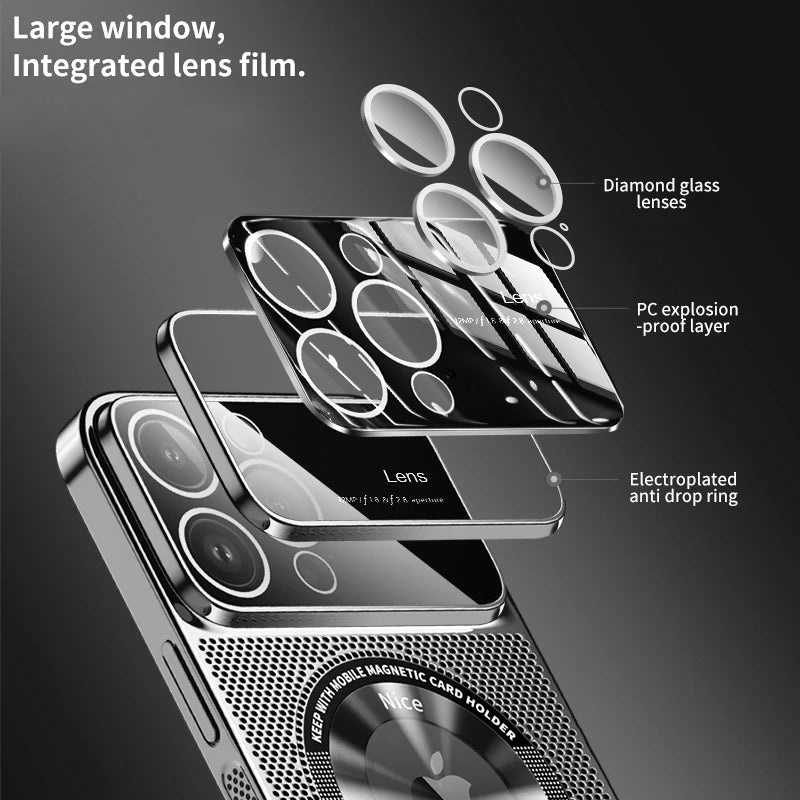 Electroplating Heat Dissipation Magnetic Large Window Phone Case