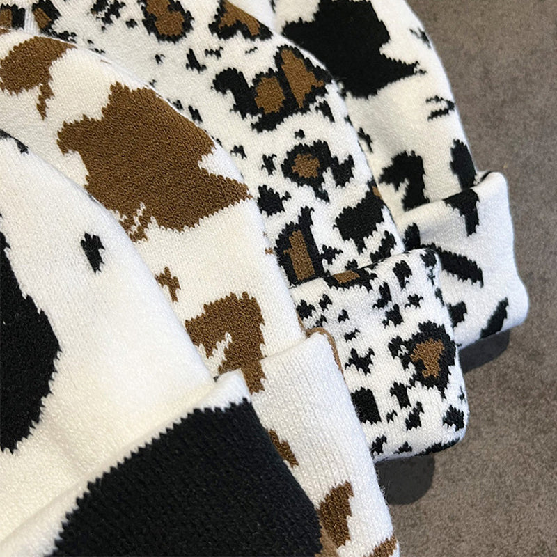Cow pattern beanie
