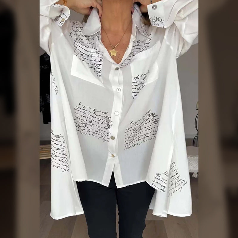 New Letter Print Fashion Lapel Shirt-Pre Sale
