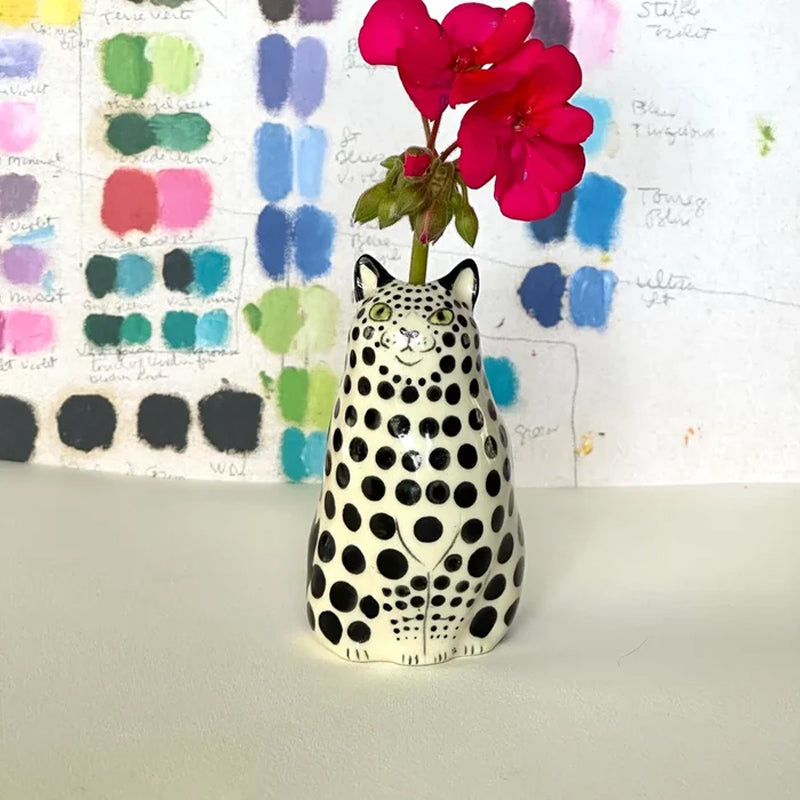 Polka Dot Cat Vase