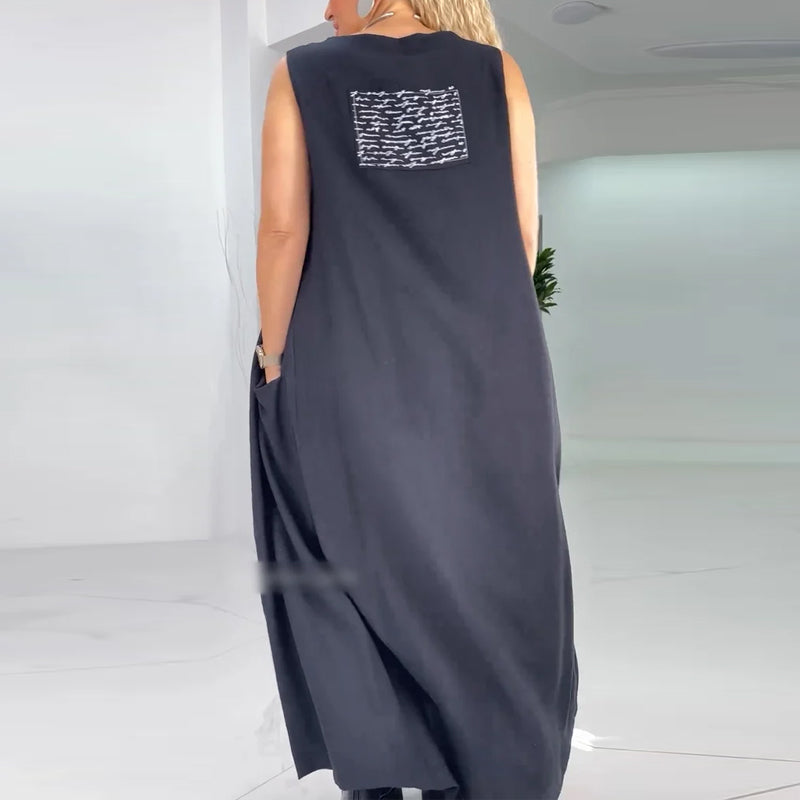 Casual Sleeveless Abstract Print Maxi Dress