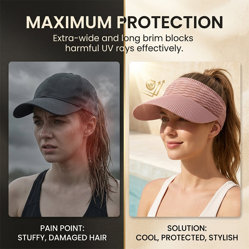 Women's Wide Brim Open-Top Sun Visor Hat