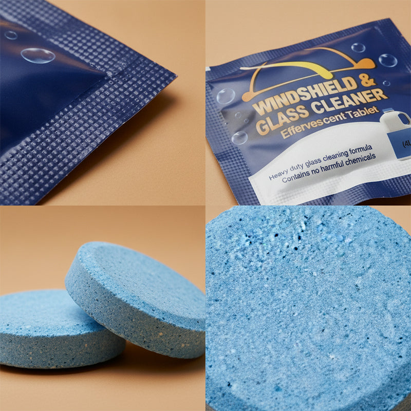 Windshield wiper effervescent tablets