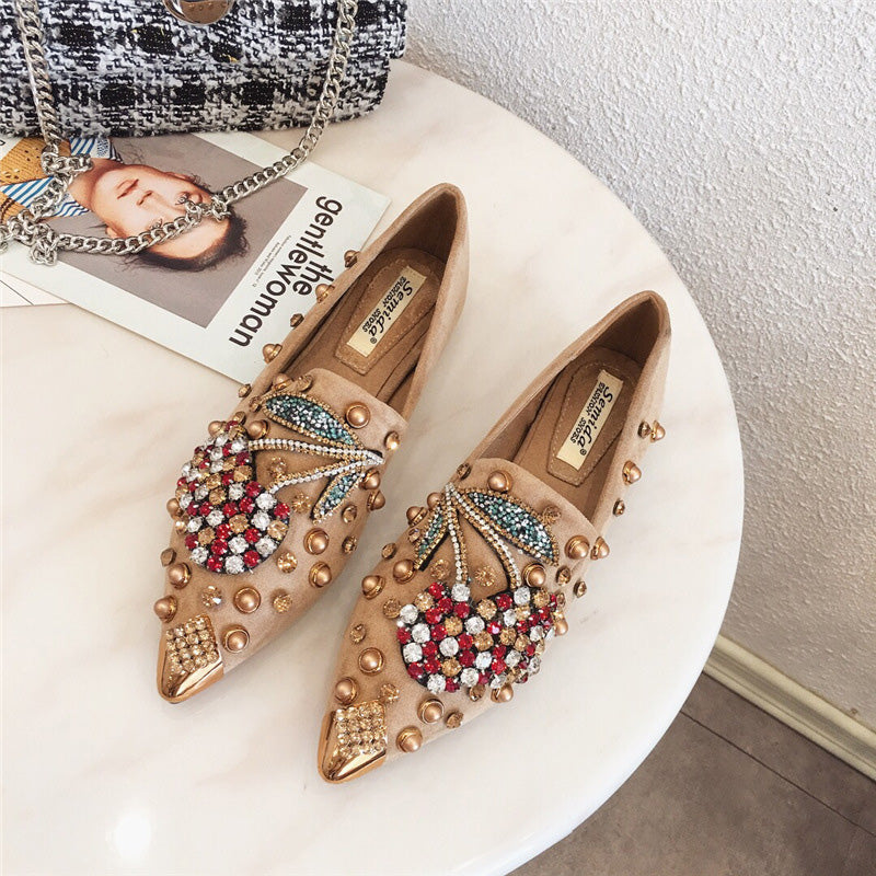 Cherry Rhinestone Stud Shoes