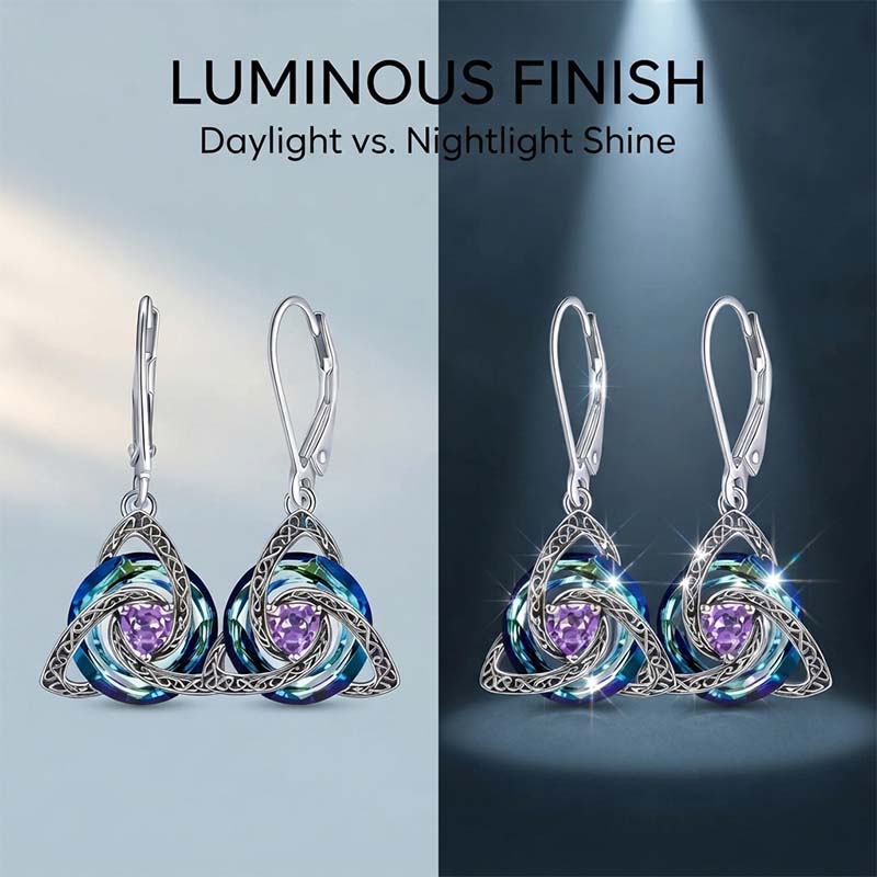 Elegant Celtic Knot Birthstone Drop Earrings