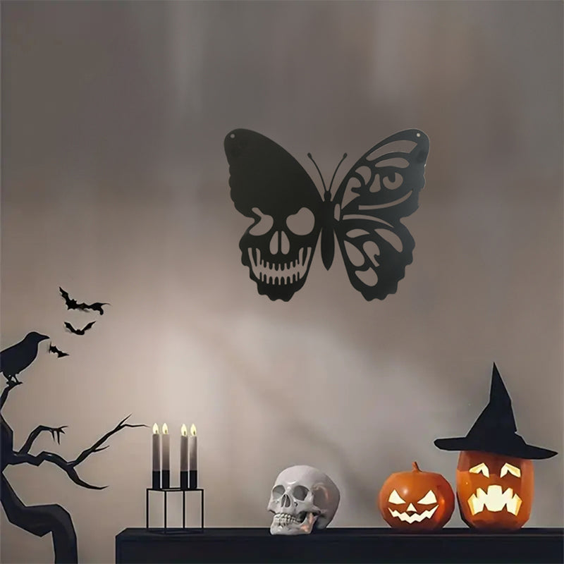 Metal Skull Butterfly Wall Decoration