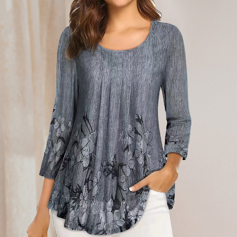 Floral Print Long Sleeve Casual Blouse