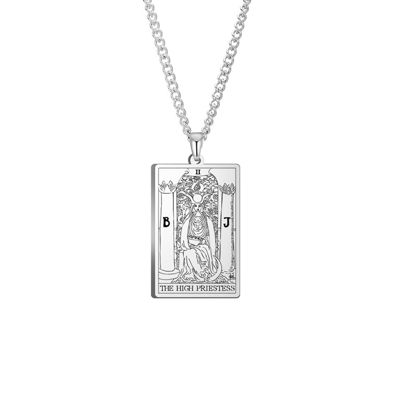 Engraved Tarot Card Chain Dual Chain Necklace