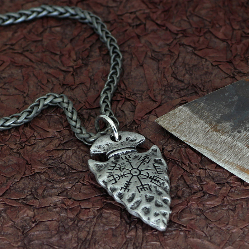 Odin's Spear Necklace with Vegvisir Symbol