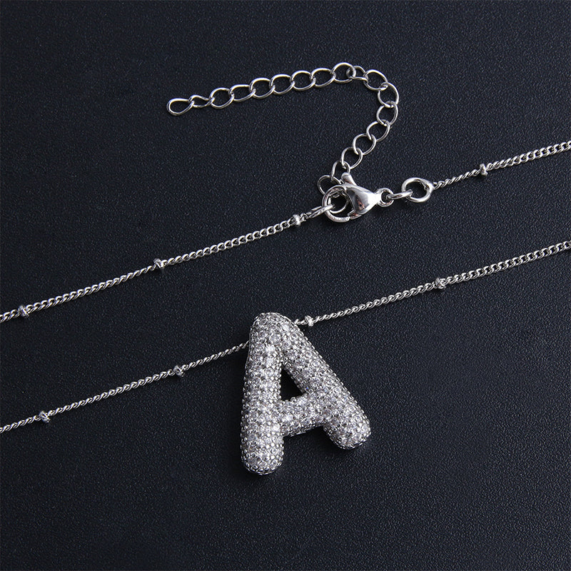 Alphabet Diamond Pendant Necklace