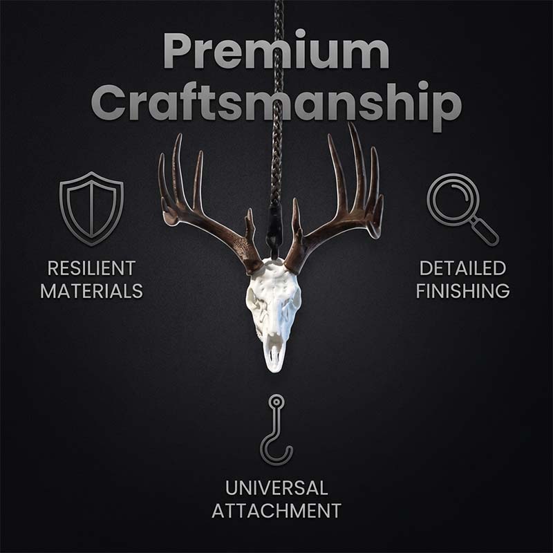 Whitetail Deer Skull Rearview Mirror Hanger