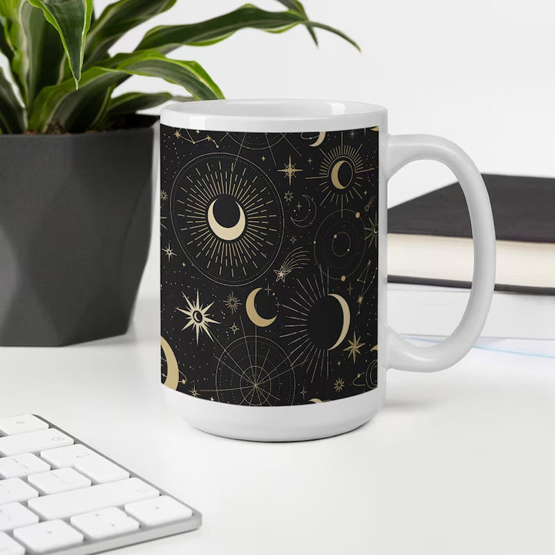 Star and Moon Print Mug