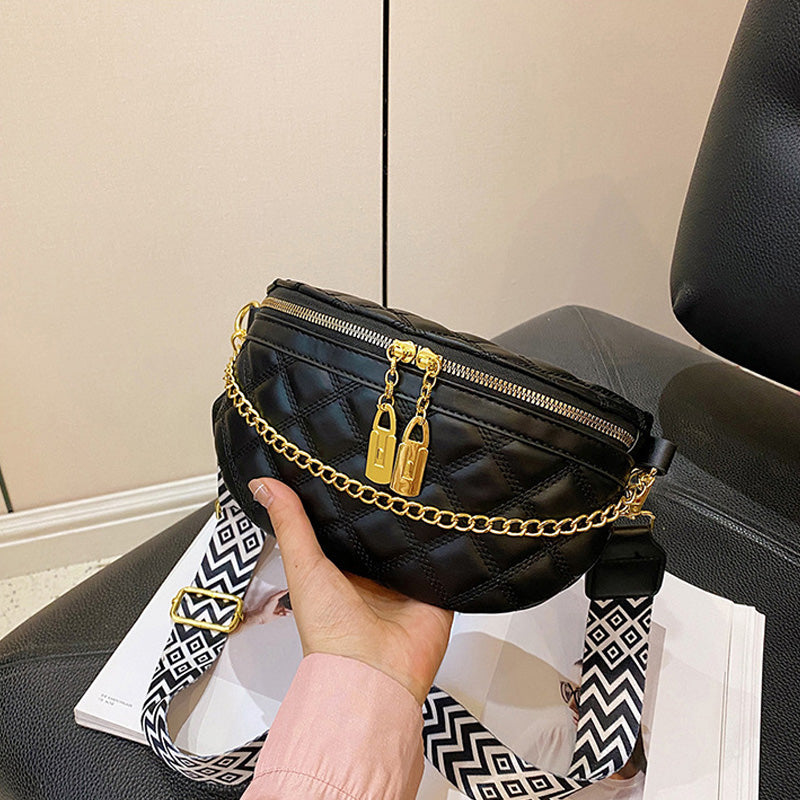 Versatile diamond plaid chest bag