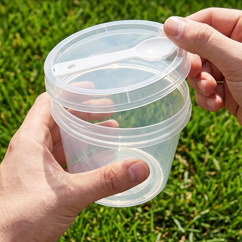 Clear Dessert Cups with Lids & Spoons