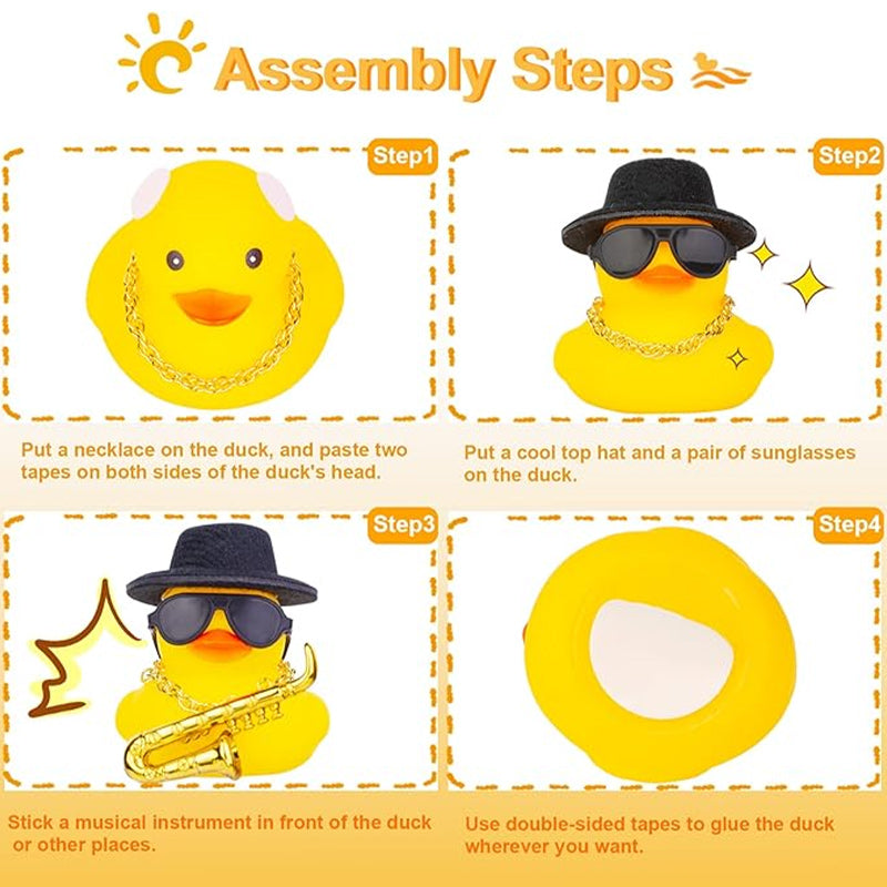 FUN RUBBER DUCK DASHBOARD DECORATION, 15 pcs