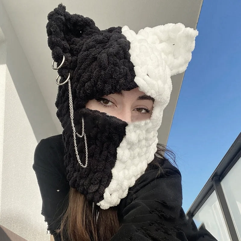 Handmade Knitted Hat with Large Bunny Ears