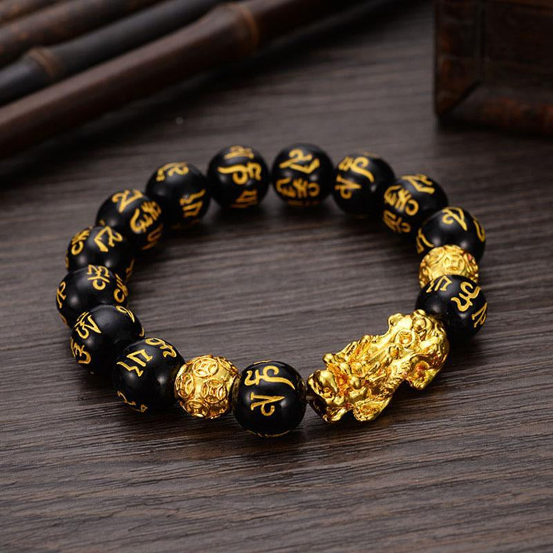 3D Hard Gold 99 Obsidian Sand Gold Pixiu Bracelet