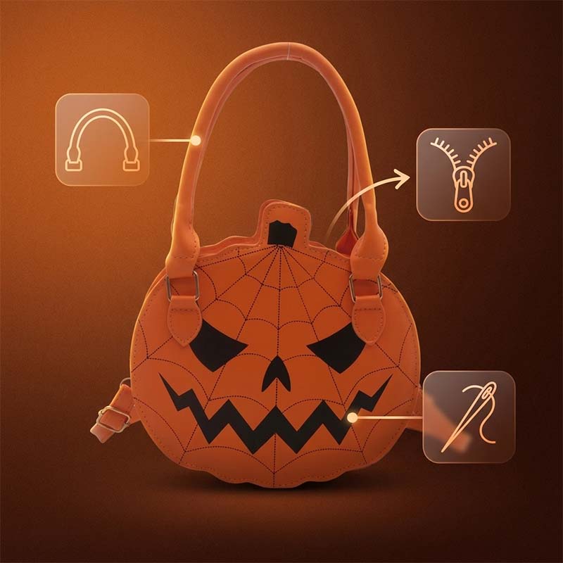 Halloween Pumpkin Color-Block Shoulder Bag