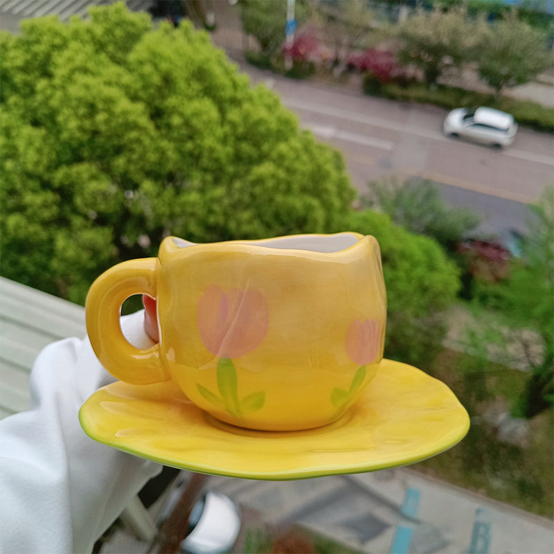 Handpainted Flower Ceramic Mug