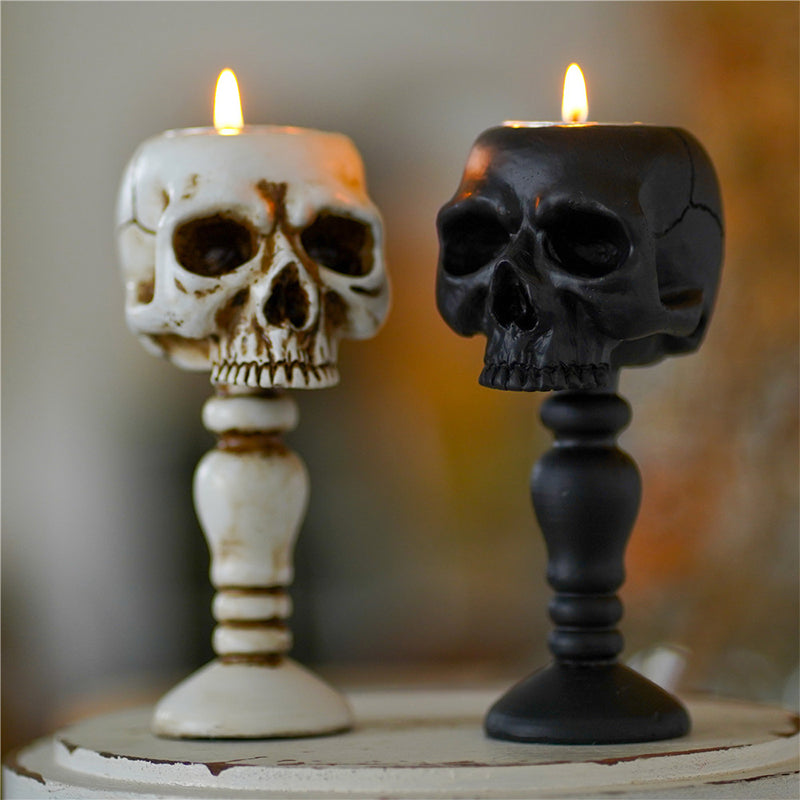 Cubic Skull Pillar Candle Holder