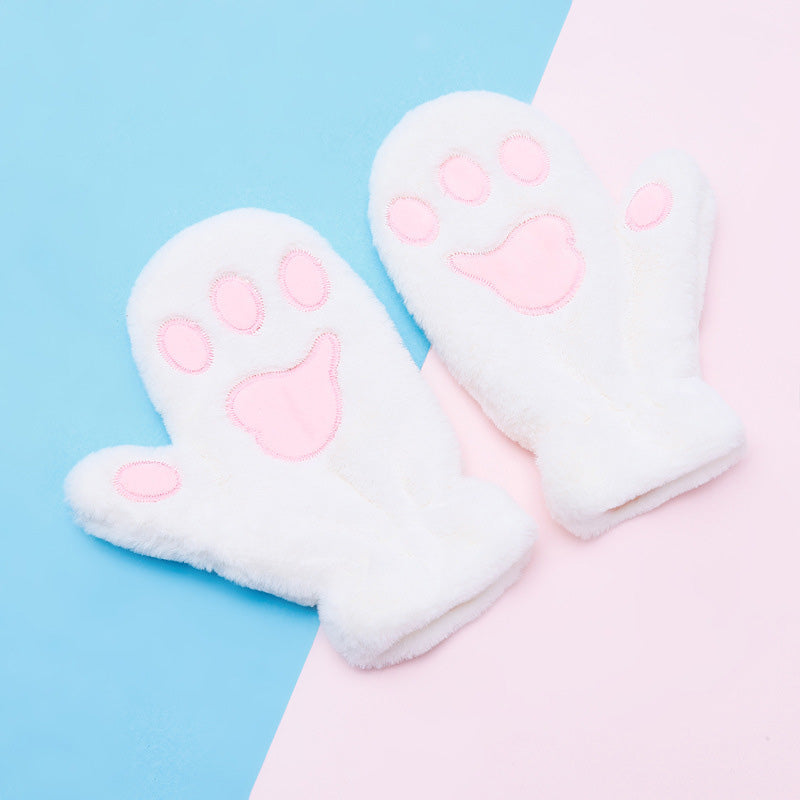 Thickened plush cat claw gloves