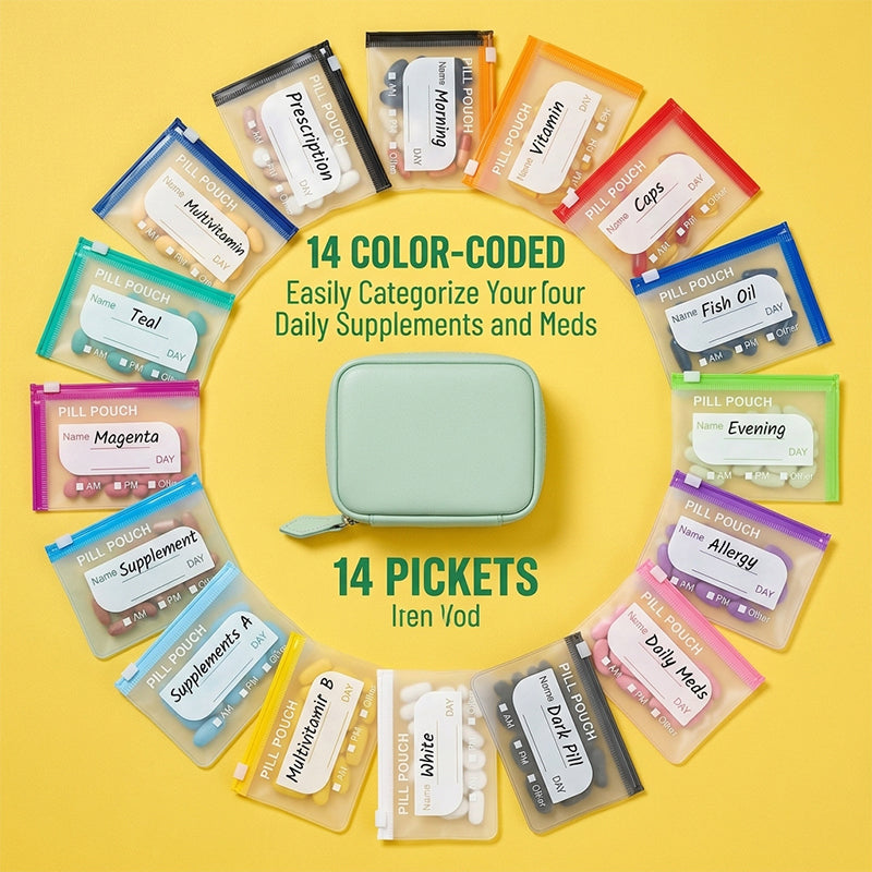 Premium Waterproof PU Travel Pill Organizer Set