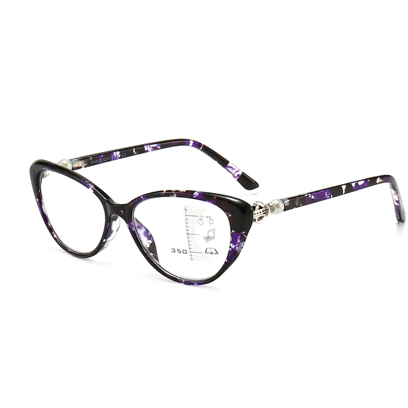 Fashionable women's cat-eye zoom HD anti-blue light reading glasses