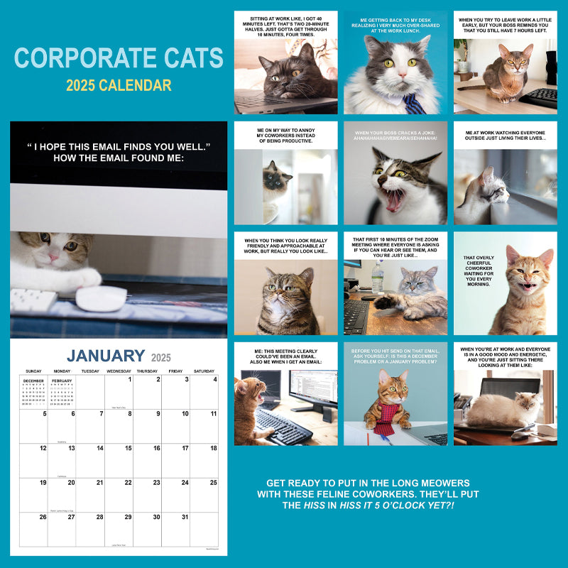 2025 Corporate Cats Wall Calendar