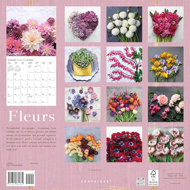 Graphique 2025 Fleurs Wall Calendar