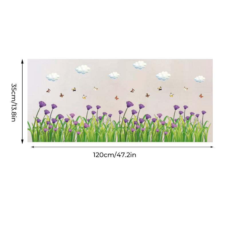 Nature 3D Flowers Green Grass Wall Decoration