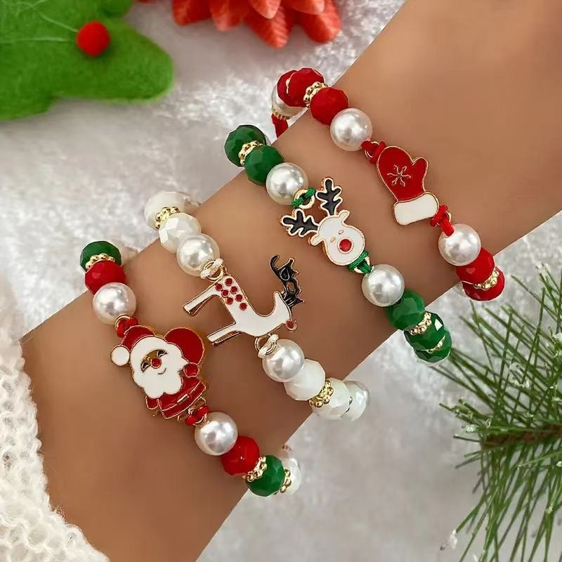 4Pcs Christmas Santa Claus Elk Colorful Bracelet