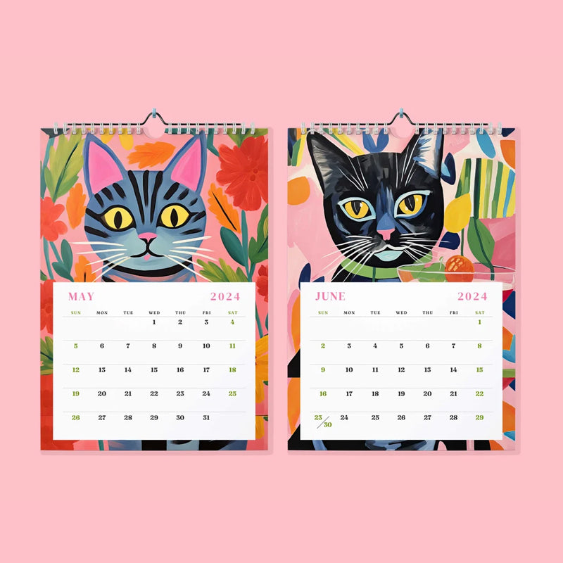 2024 Wall Calendar Illustrated Cats